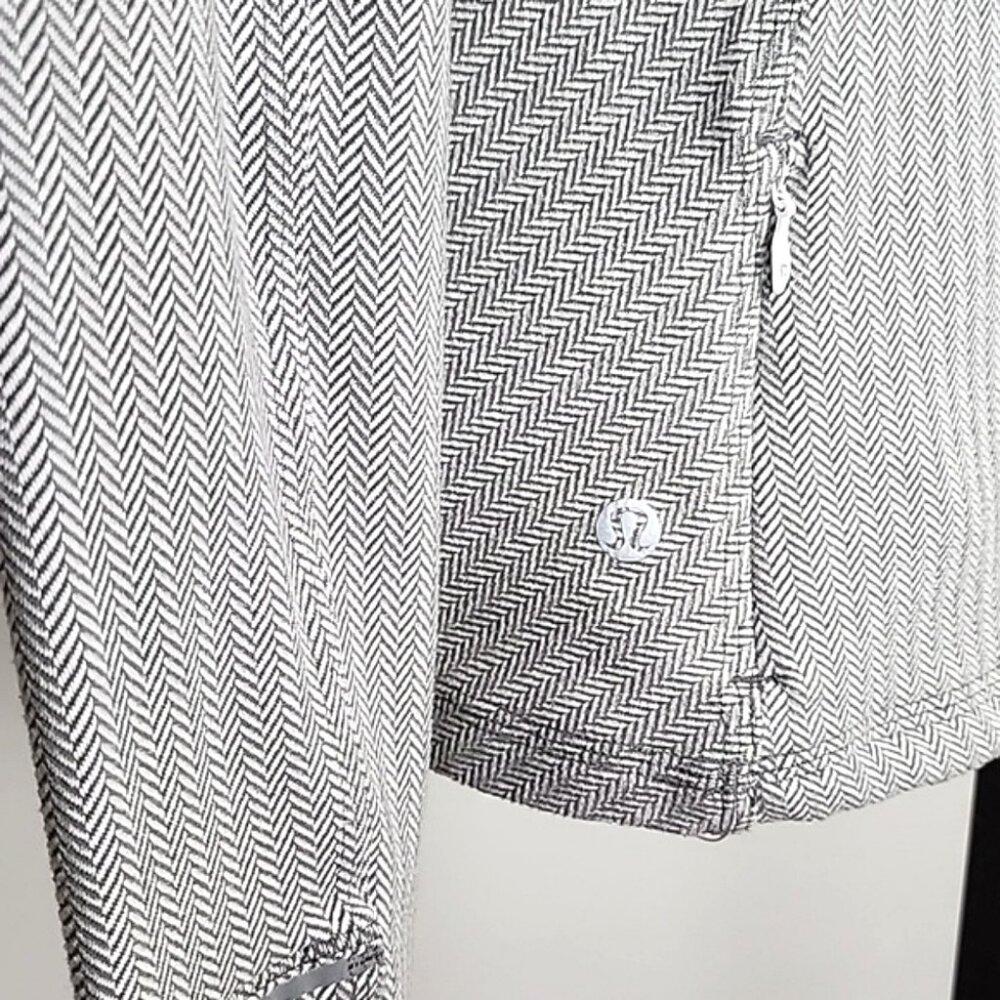 Lululemon Kanto Catch Me Long Sleeve Heathered Herringbone White Stretch Size 8 - Picture 6 of 16